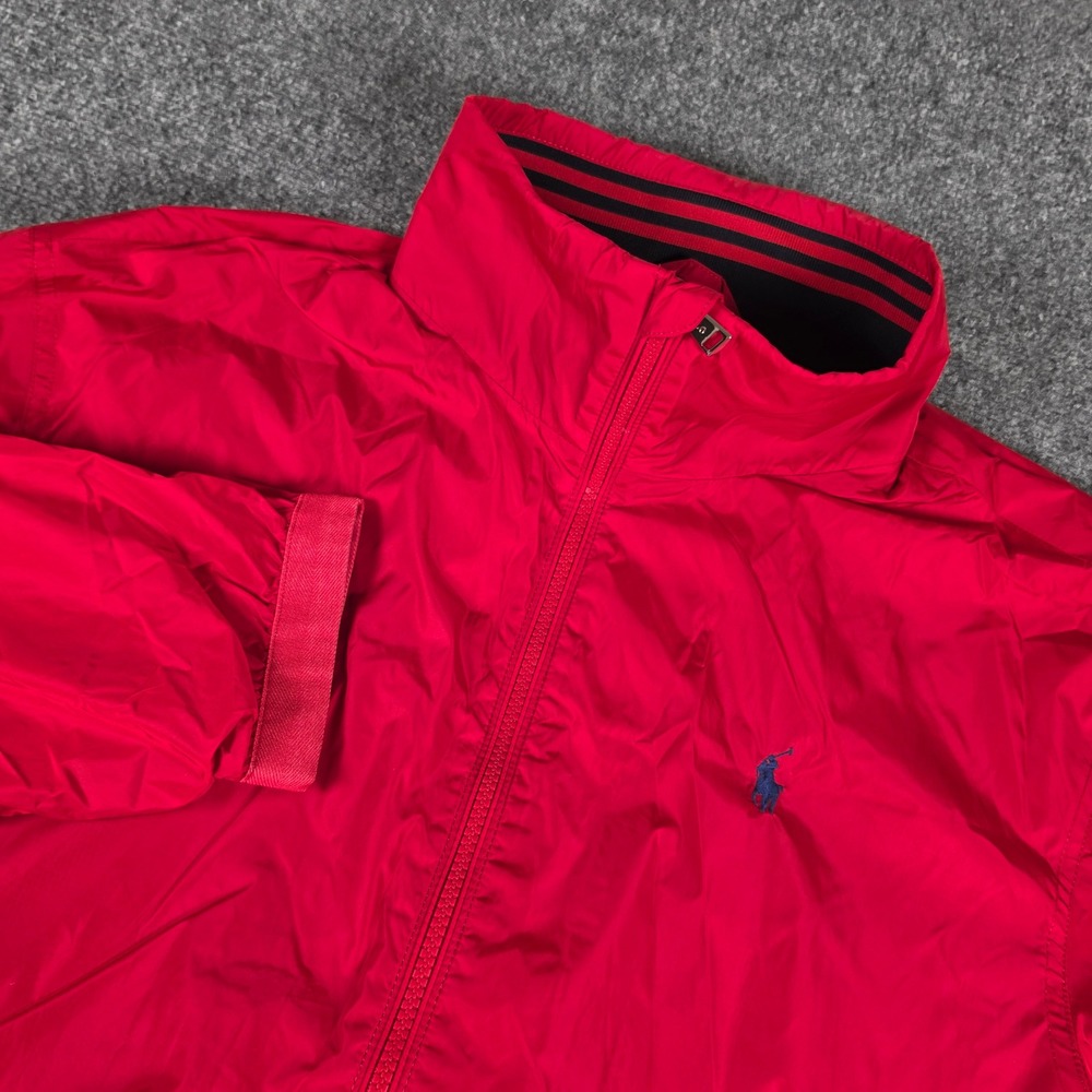 Polo Ralph Lauren Windbreaker Jacket Mens L Red Mesh Lined Full Zip Pony Logo